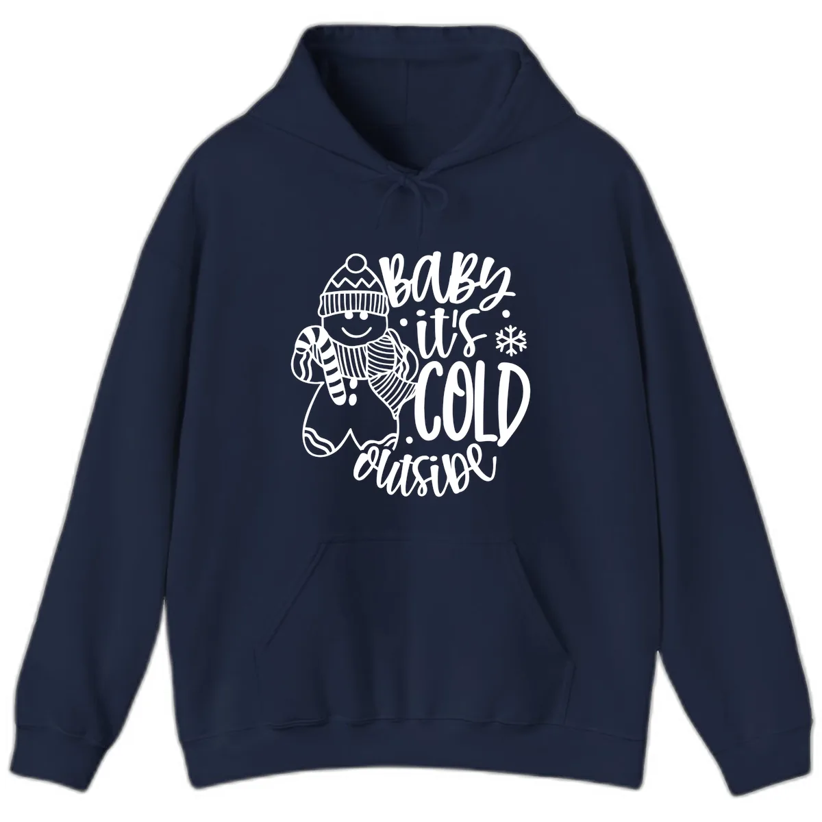 Baby It's Cold Outside Gingerbread Design Hoodie in Navy