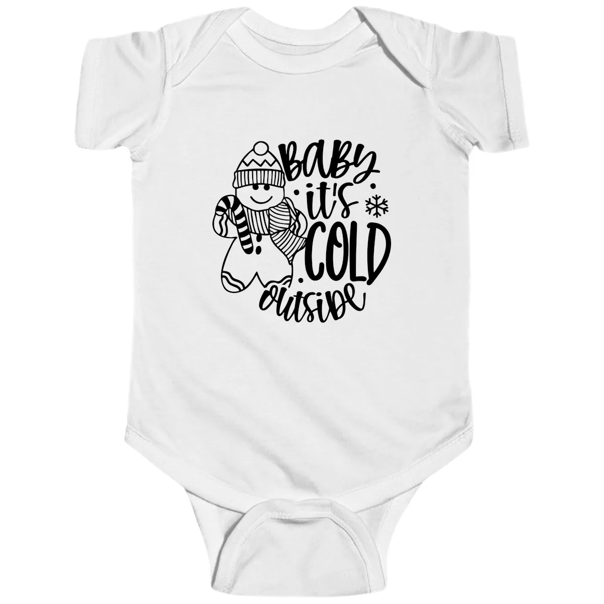 Baby It's Cold Outside Gingerbread Design Baby Onesie in White