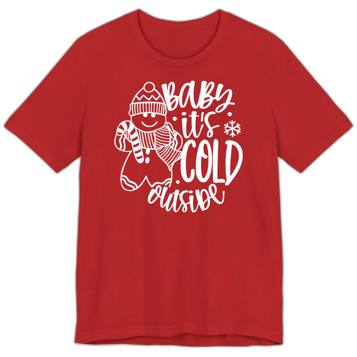 Baby It's Cold Outside Gingerbread Design Premium T-Shirt in Red