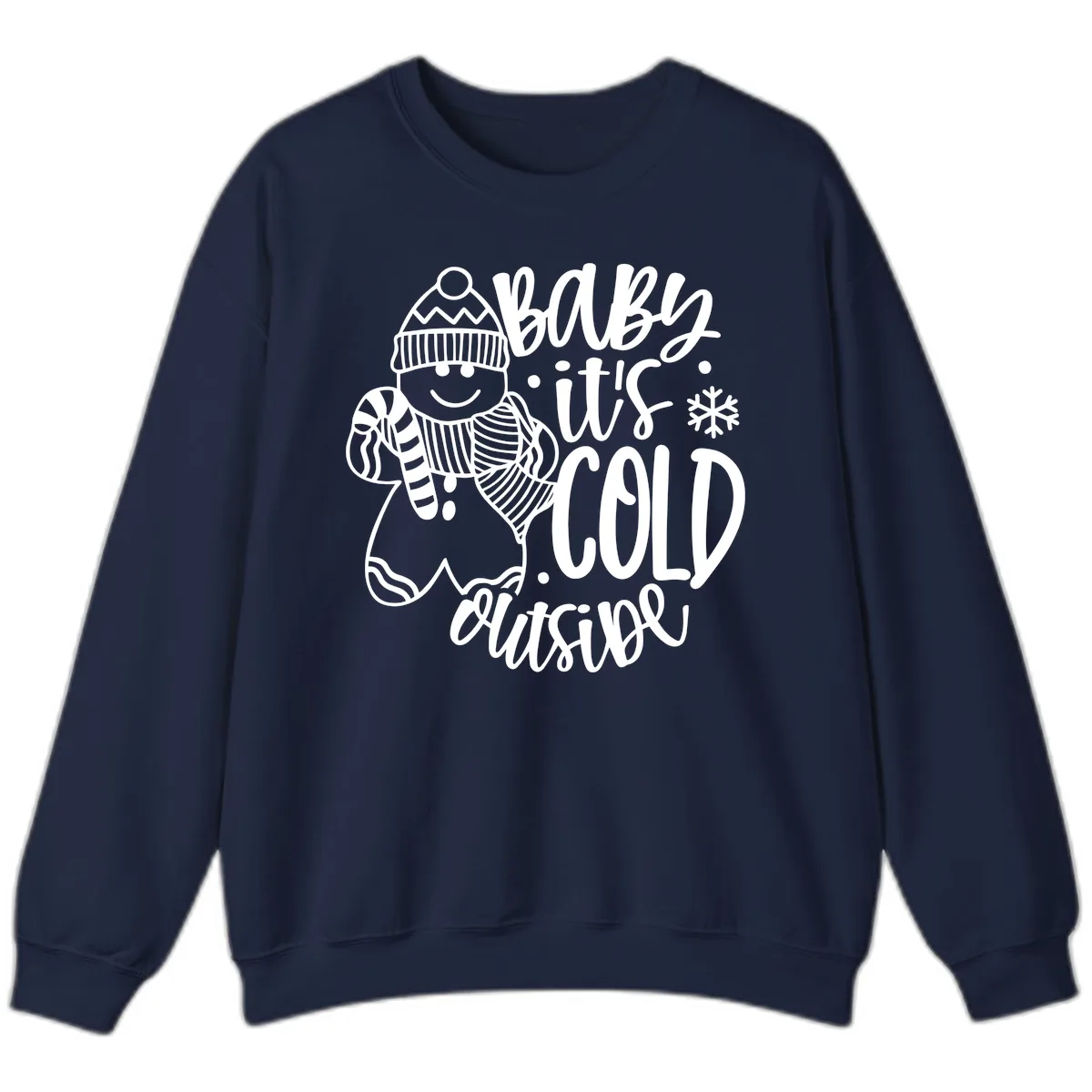 Baby It's Cold Outside Gingerbread Design Sweatshirt in Navy