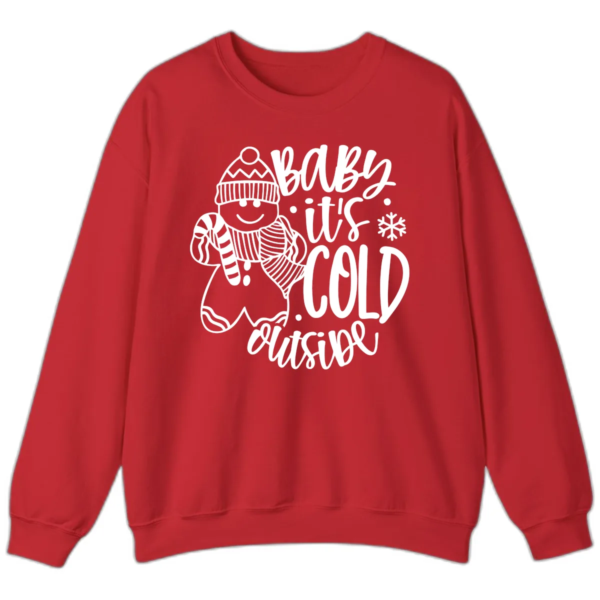 Baby It's Cold Outside Gingerbread Design Sweatshirt in Red