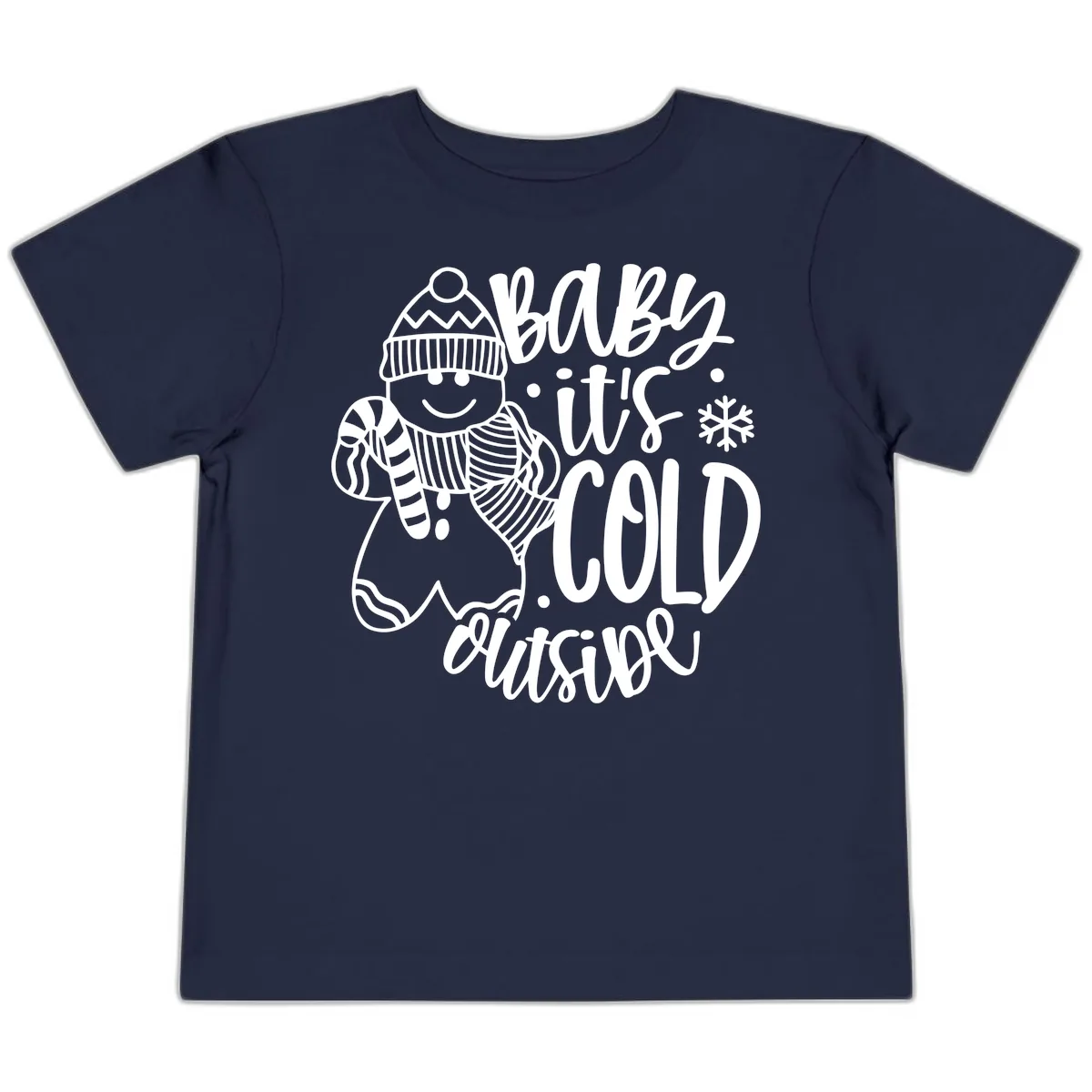 Baby It's Cold Outside Gingerbread Design Toddler T-Shirt in Navy