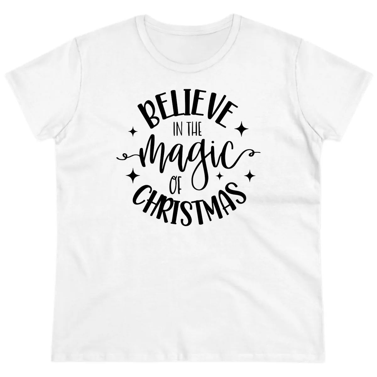 Believe In The Magic Of Christmas Ladies Tee in White