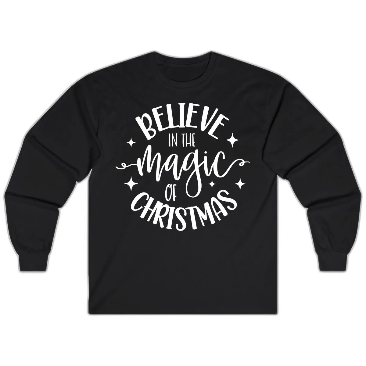 Believe In The Magic Of Christmas Long Sleeve in Black