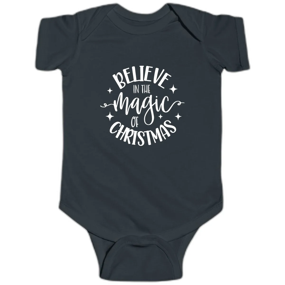 Believe In The Magic Of Christmas Baby Onesie in Black