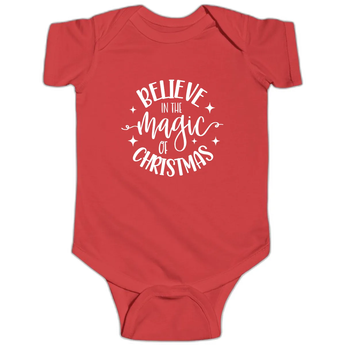 Believe In The Magic Of Christmas Baby Onesie in Red