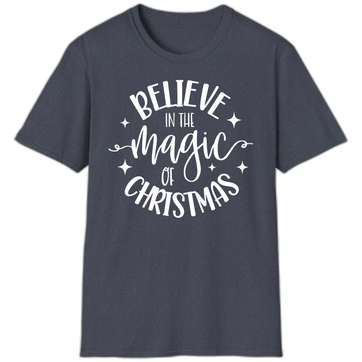 Believe In The Magic Of Christmas T-Shirt in Heather Navy