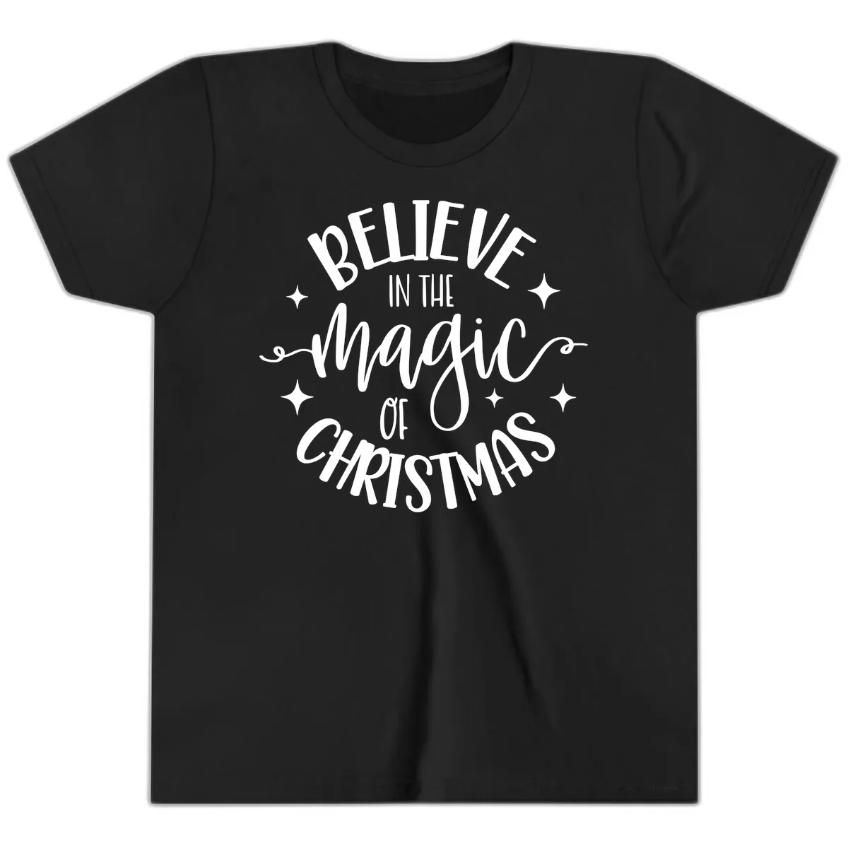 Believe In The Magic Of Christmas Youth T-Shirt in Black