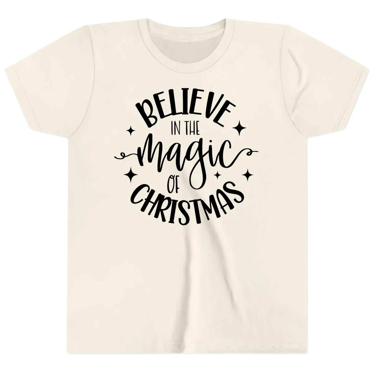 Believe In The Magic Of Christmas Youth T-Shirt in Natural