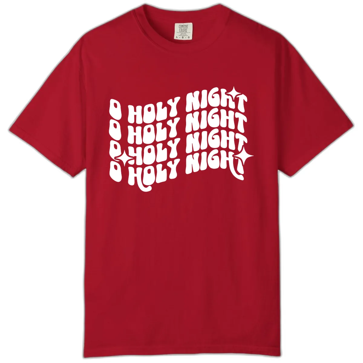 O Holy Night Retro Wavy Text Comfort Color in Red
