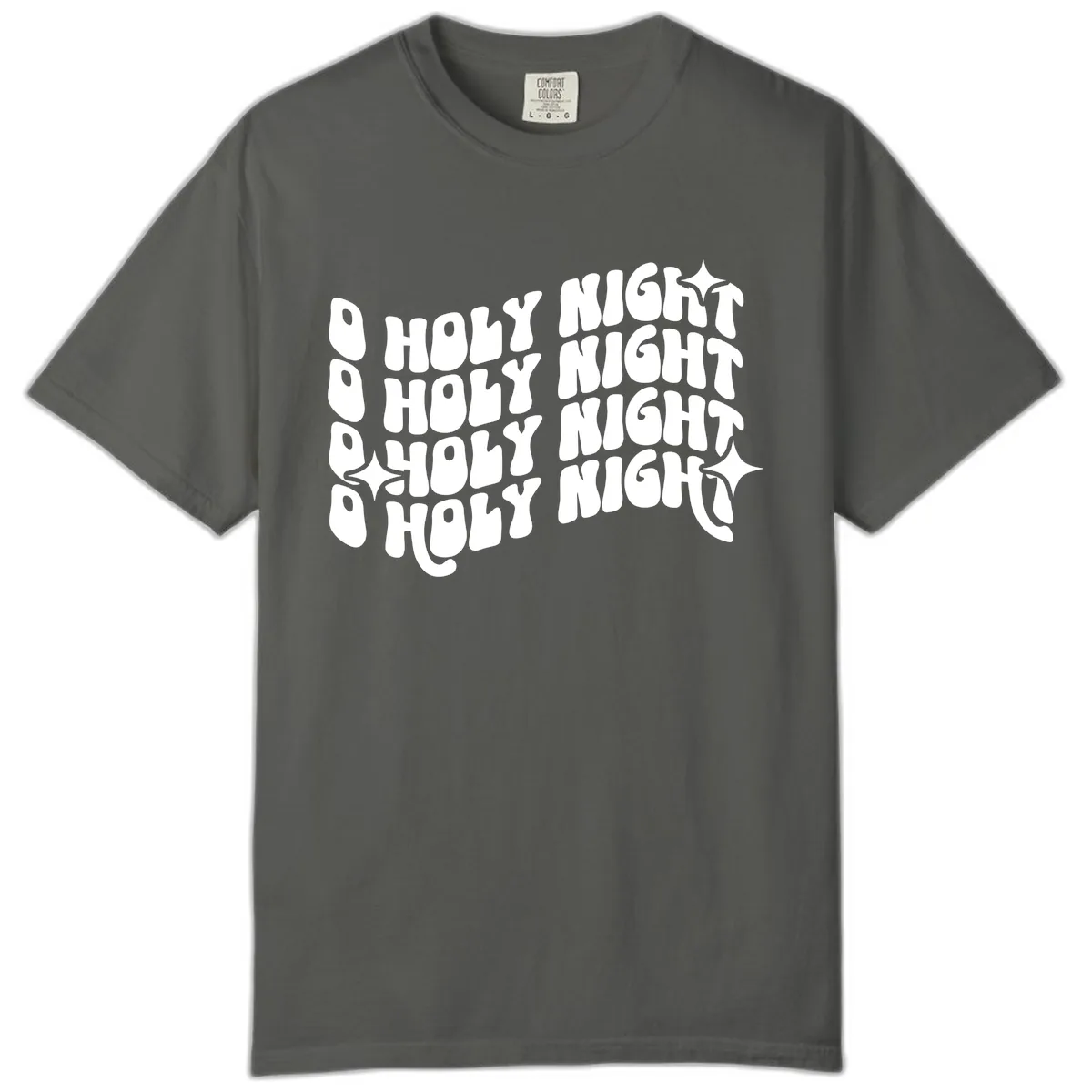 O Holy Night Retro Wavy Text Comfort Color in Pepper
