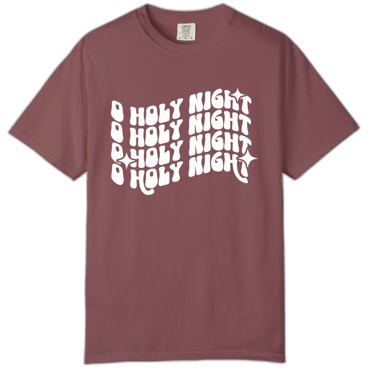 O Holy Night Retro Wavy Text Comfort Color in Brick
