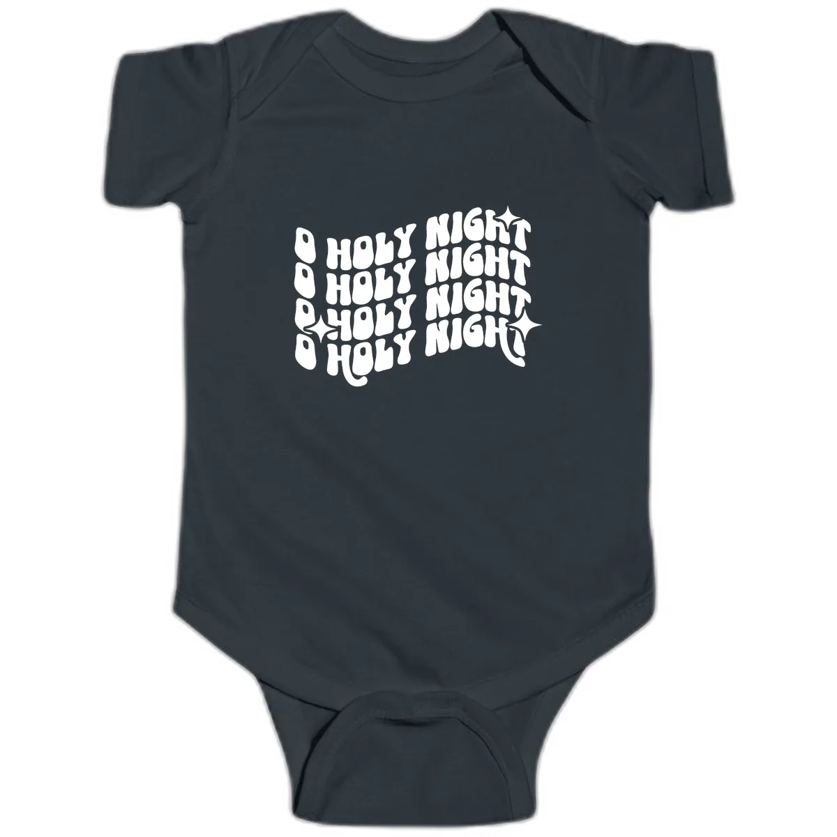 O Holy Night Retro Wavy Text Baby Onesie in Black