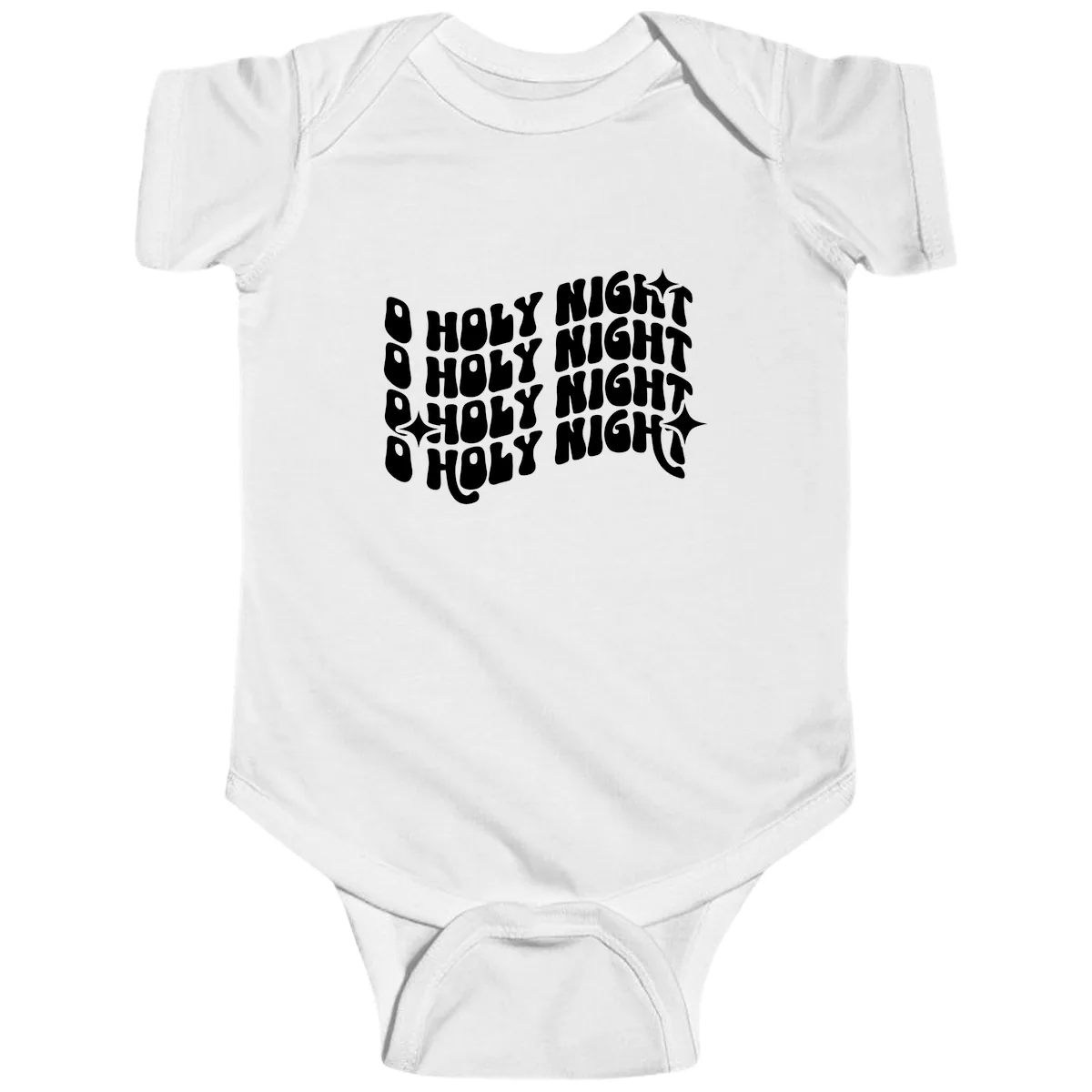 O Holy Night Retro Wavy Text Baby Onesie in White