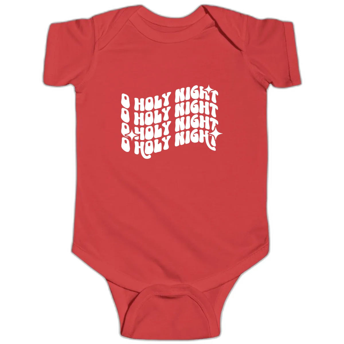 O Holy Night Retro Wavy Text Baby Onesie in Red