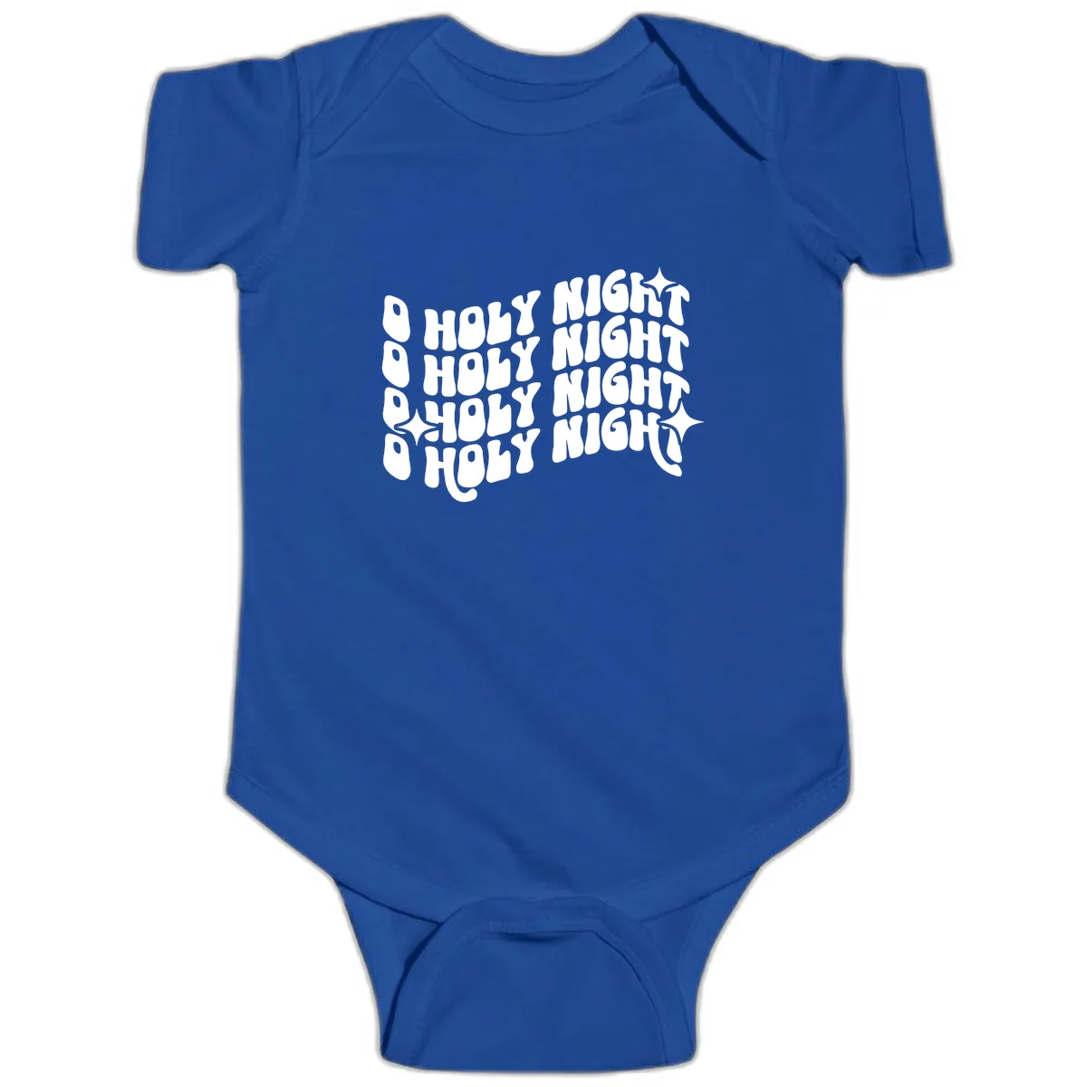 O Holy Night Retro Wavy Text Baby Onesie in Royal