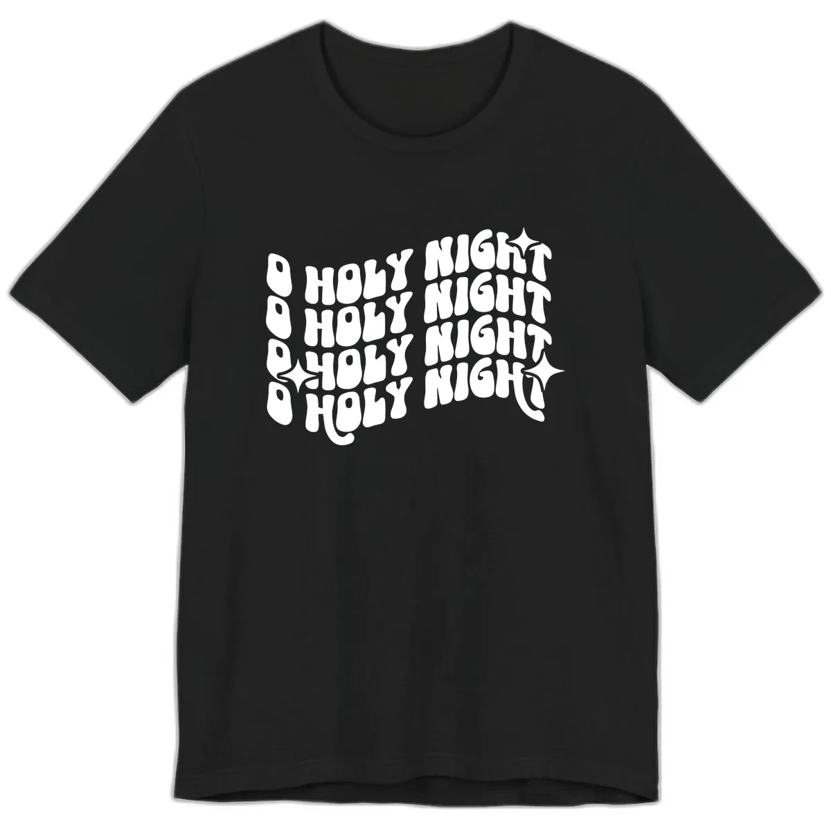 O Holy Night Retro Wavy Text Premium T-Shirt in Black