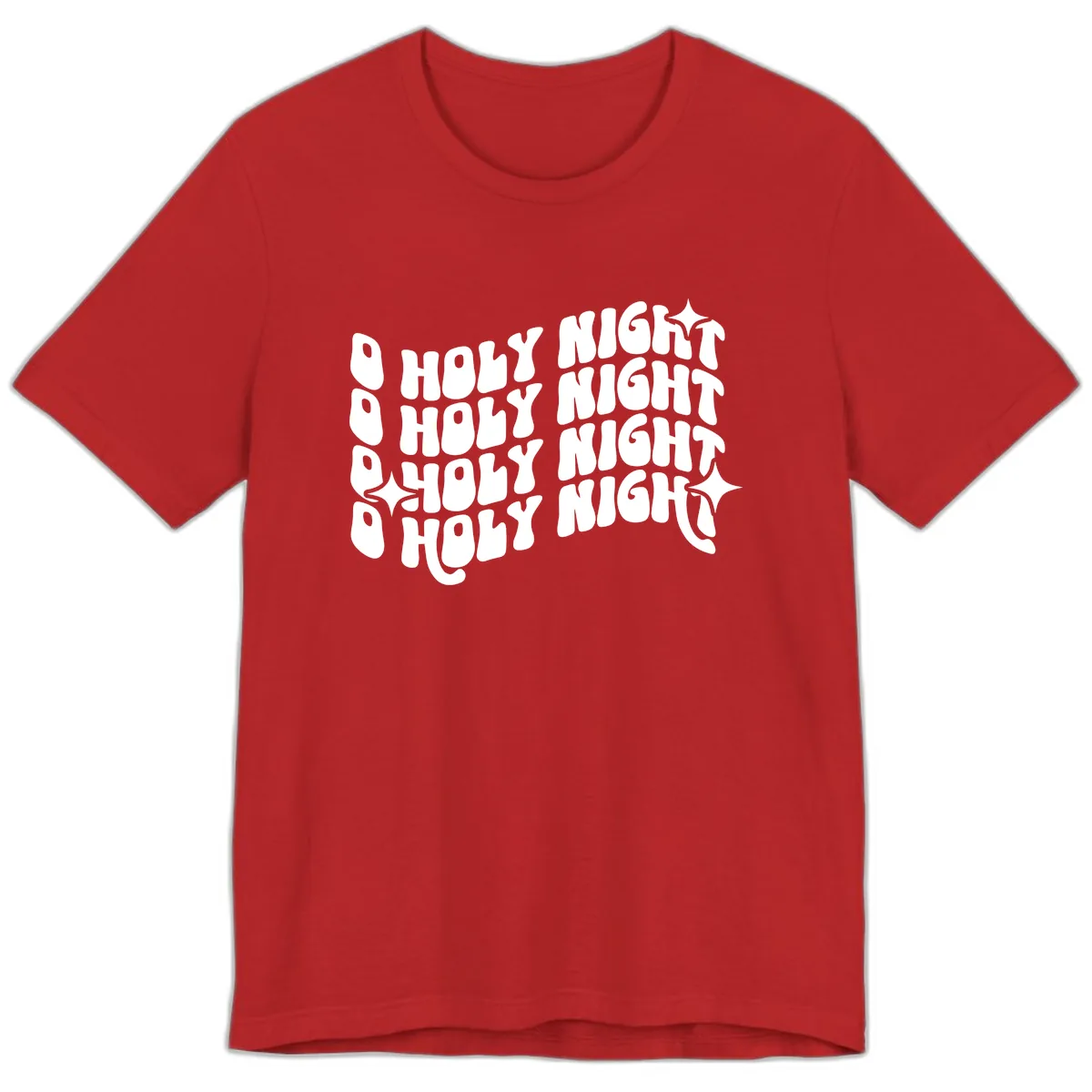 O Holy Night Retro Wavy Text Premium T-Shirt in Red