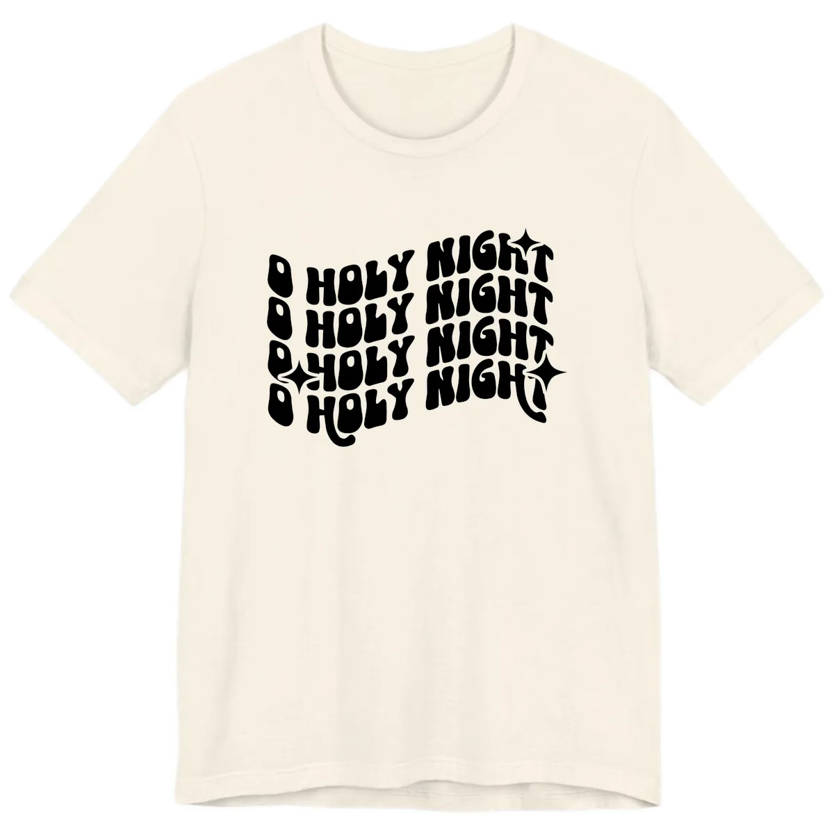 O Holy Night Retro Wavy Text Premium T-Shirt in Natural