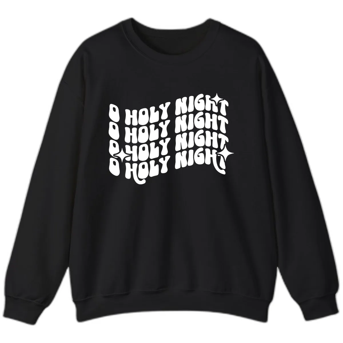 O Holy Night Retro Wavy Text Sweatshirt in Black