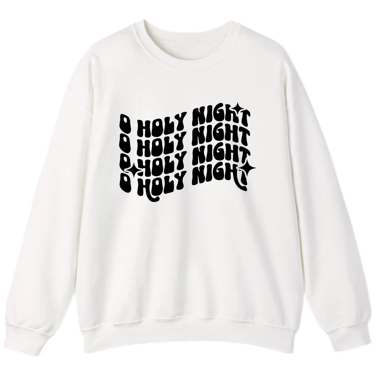 O Holy Night Retro Wavy Text Sweatshirt in White