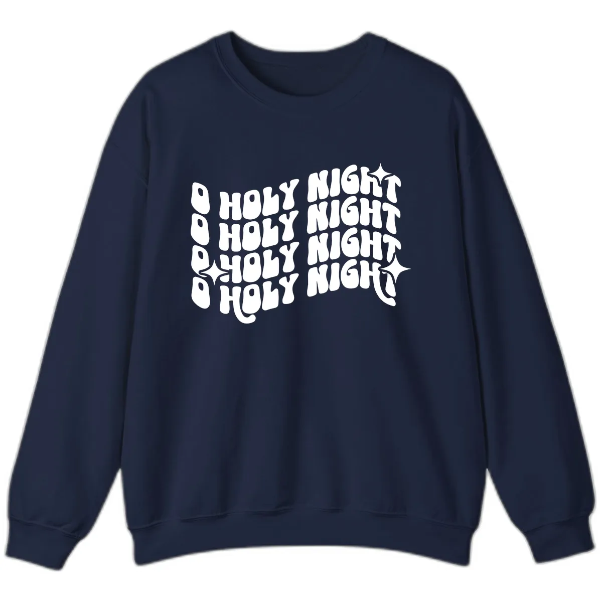 O Holy Night Retro Wavy Text Sweatshirt in Navy