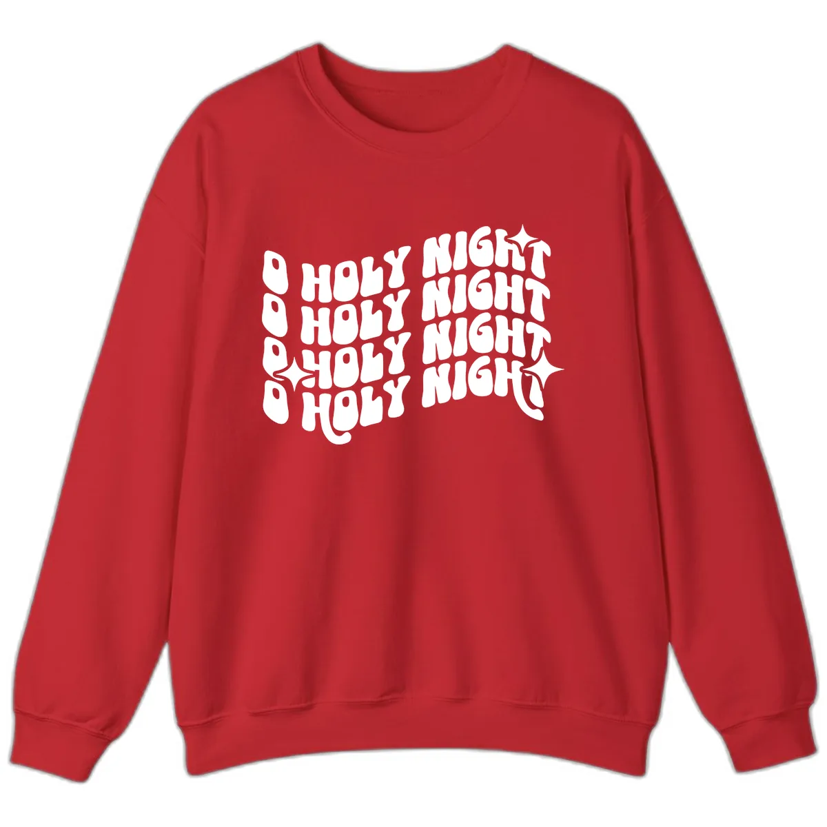 O Holy Night Retro Wavy Text Sweatshirt in Red