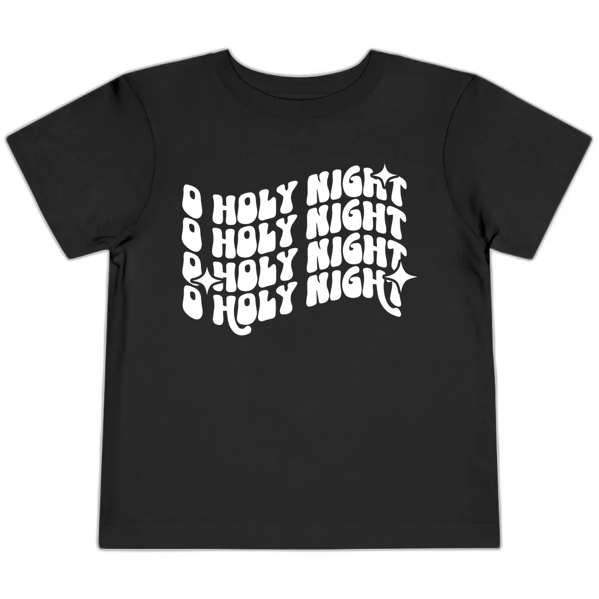 O Holy Night Retro Wavy Text Toddler T-Shirt in Black