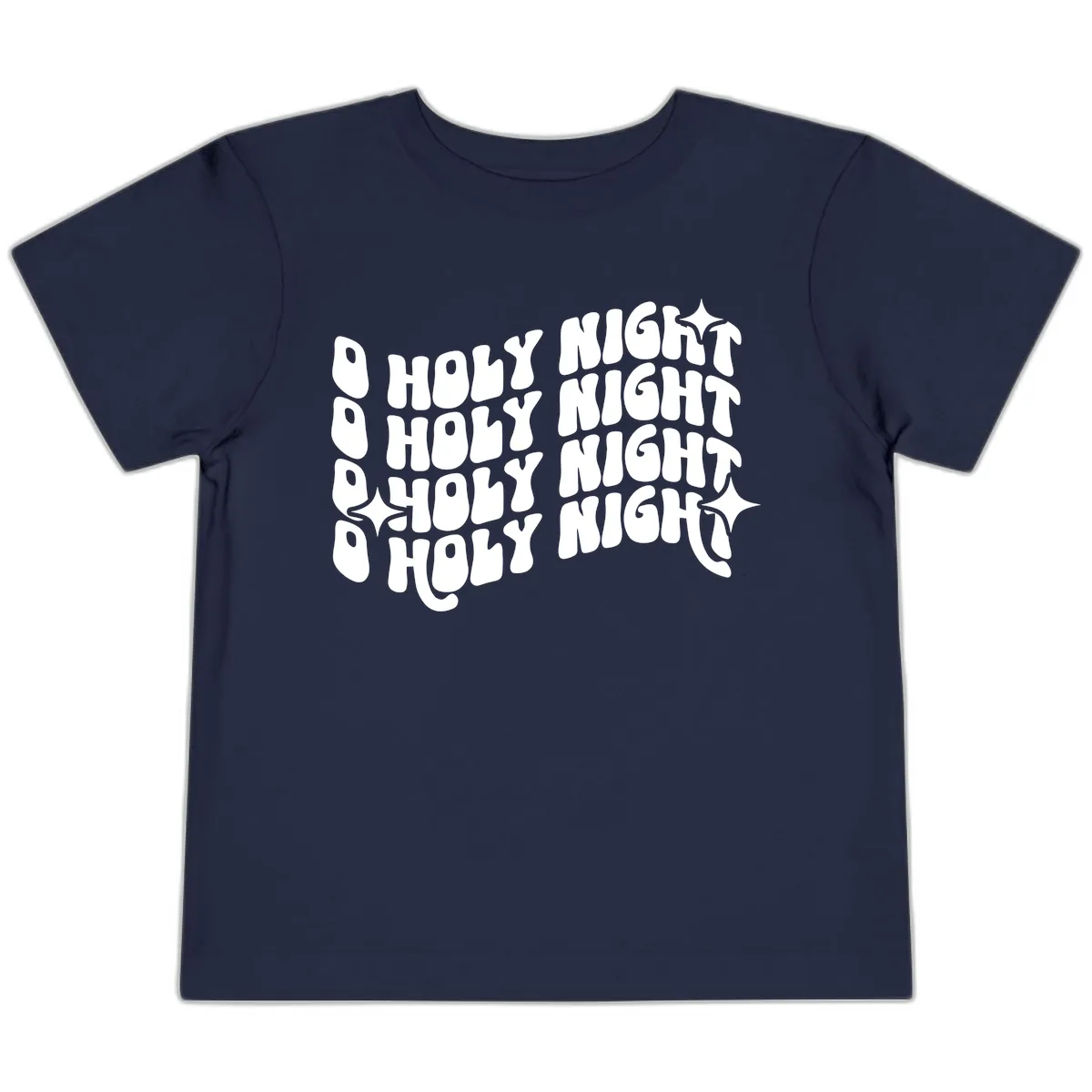 O Holy Night Retro Wavy Text Toddler T-Shirt in Navy