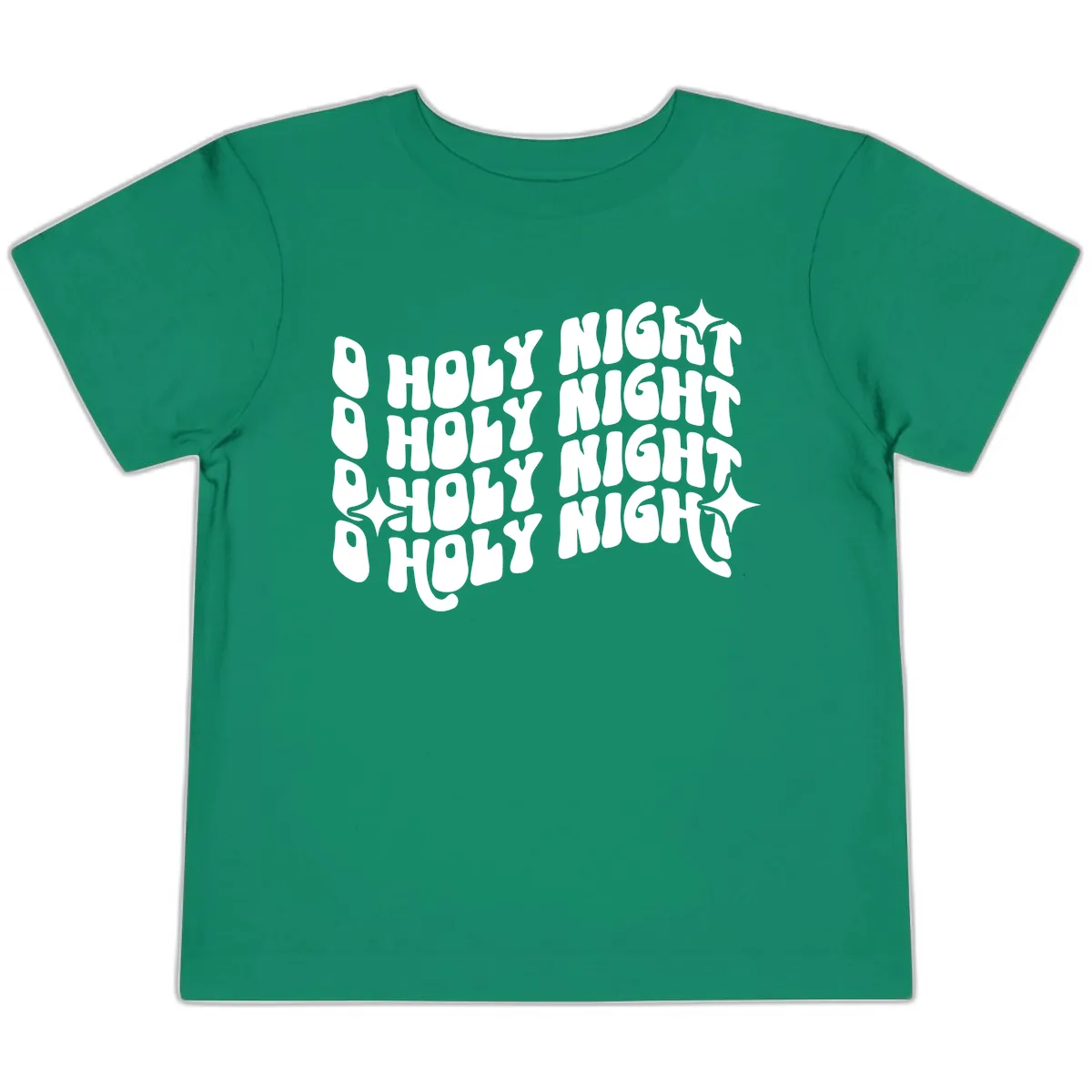 O Holy Night Retro Wavy Text Toddler T-Shirt in Kelly