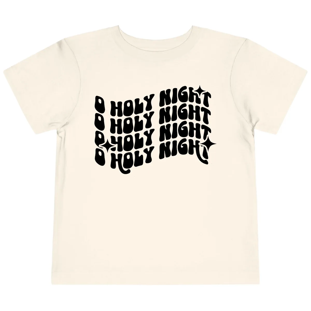 O Holy Night Retro Wavy Text Toddler T-Shirt in Natural
