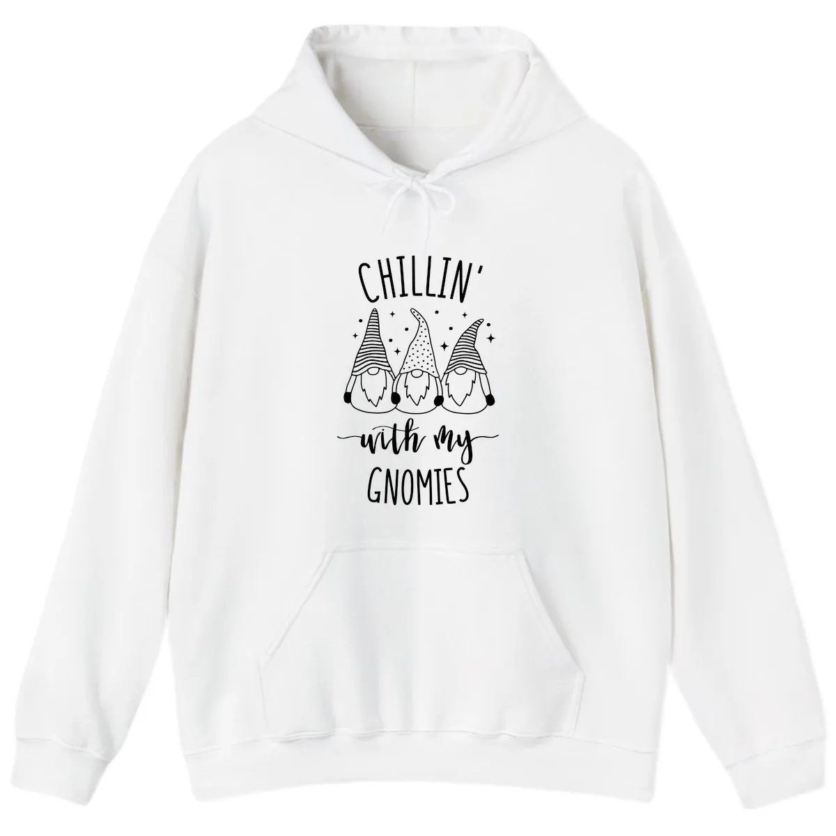 Chillin With My Gnomies Holiday Design Hoodie in White