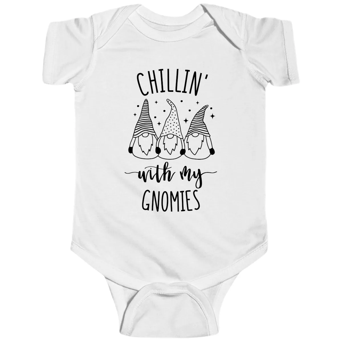 Chillin With My Gnomies Holiday Design Baby Onesie in White