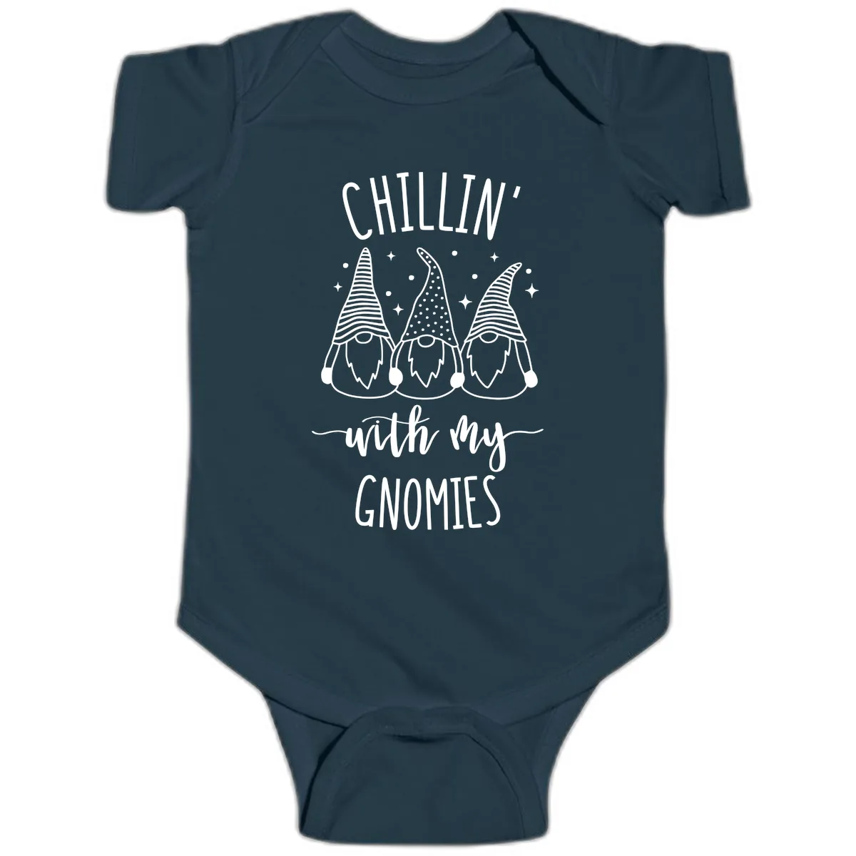 Chillin With My Gnomies Holiday Design Baby Onesie in Navy