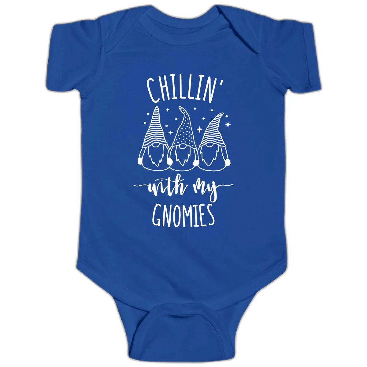 Chillin With My Gnomies Holiday Design Baby Onesie in Royal