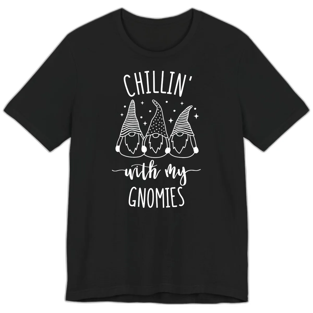 Chillin With My Gnomies Holiday Design Premium T-Shirt in Black