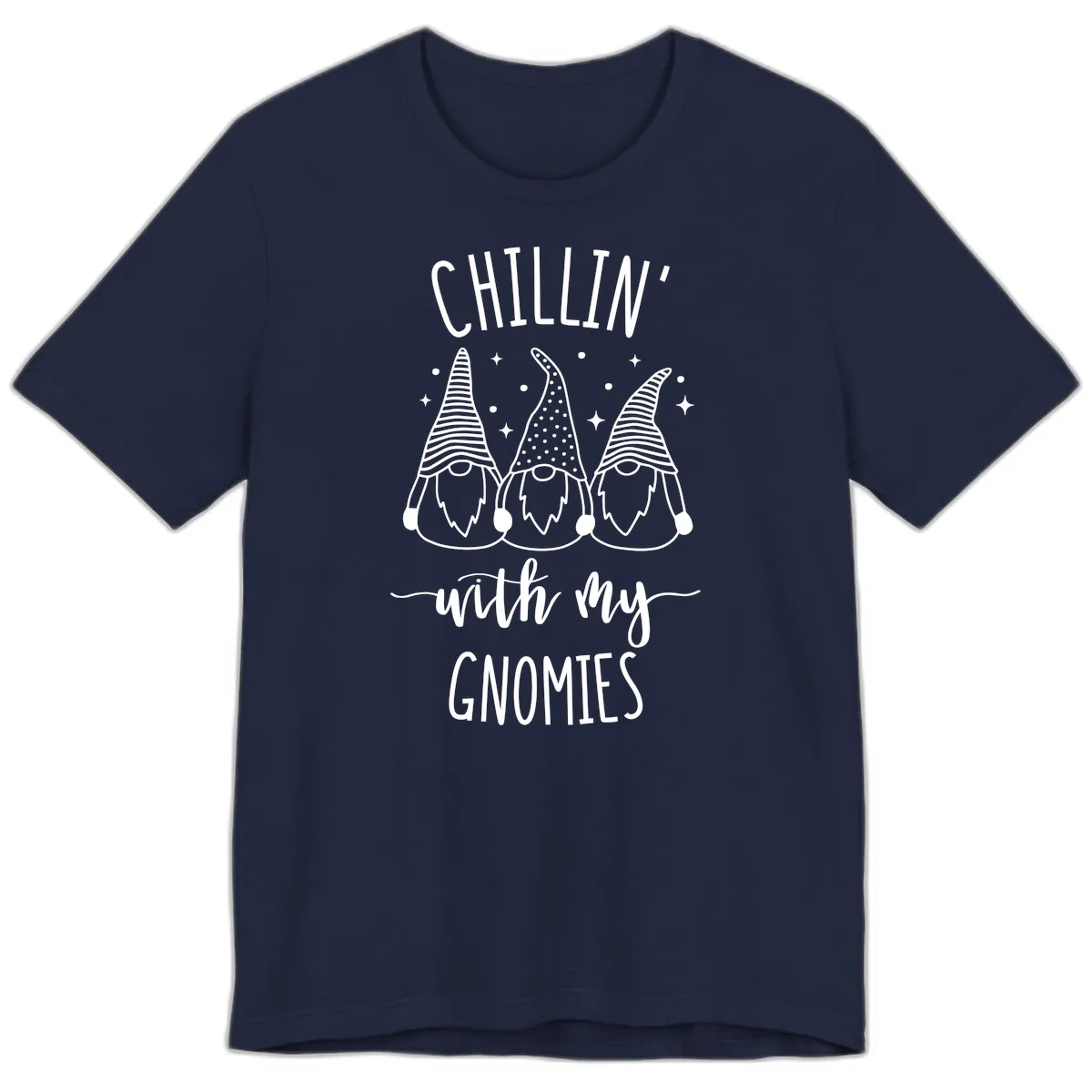 Chillin With My Gnomies Holiday Design Premium T-Shirt in Navy