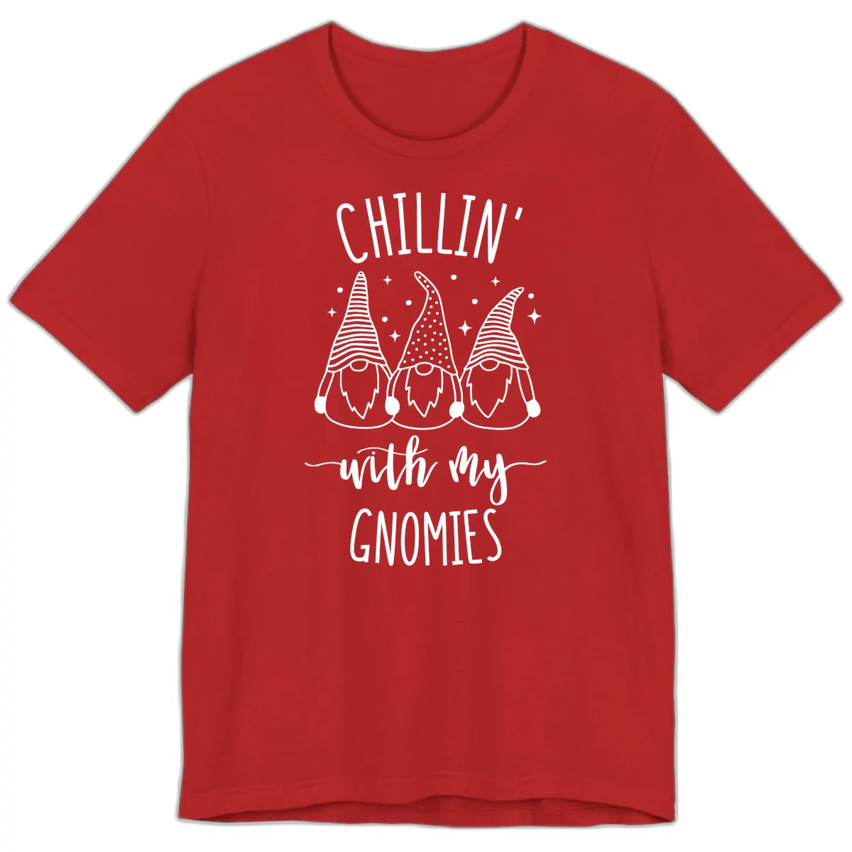 Chillin With My Gnomies Holiday Design Premium T-Shirt in Red