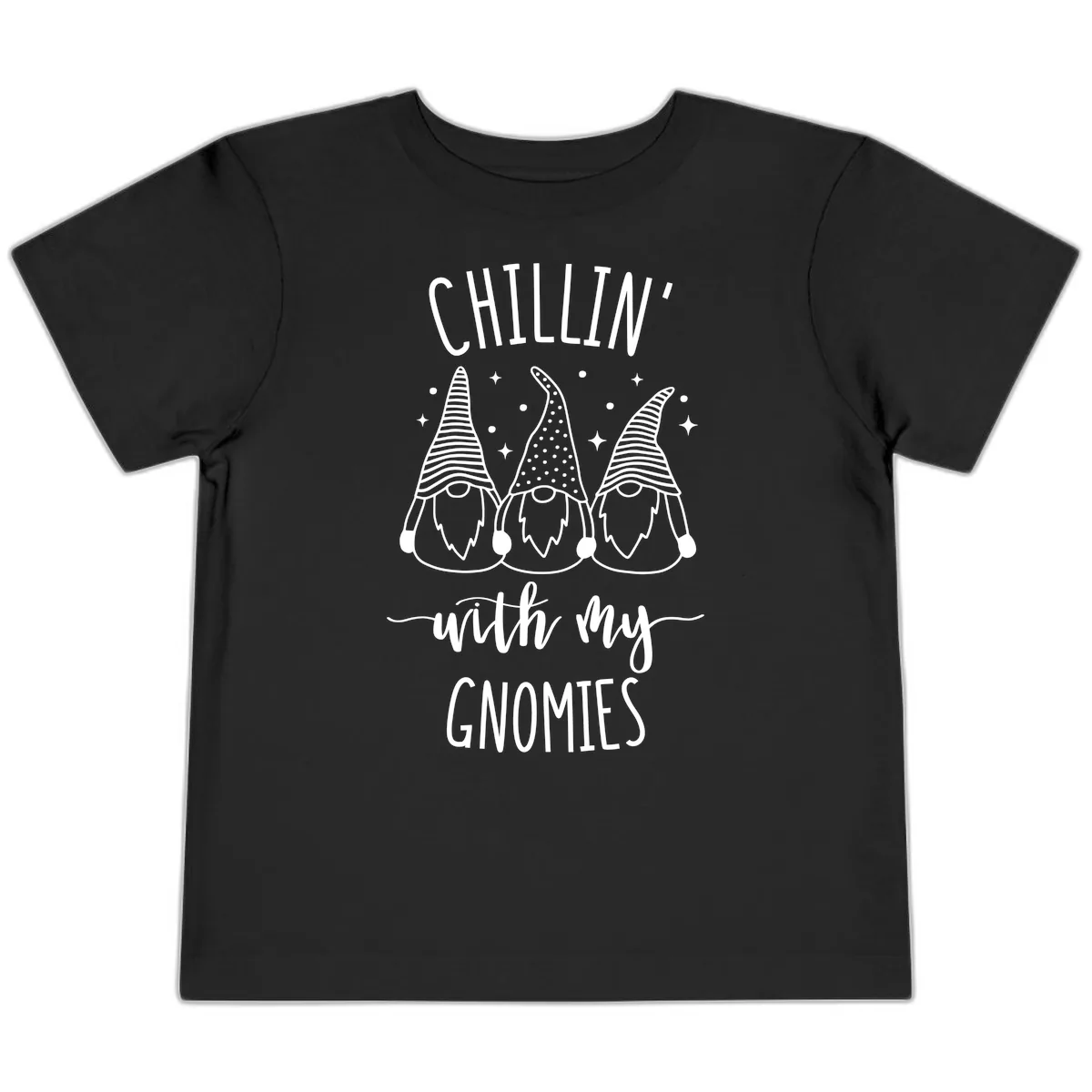 Chillin With My Gnomies Holiday Design Toddler T-Shirt in Black