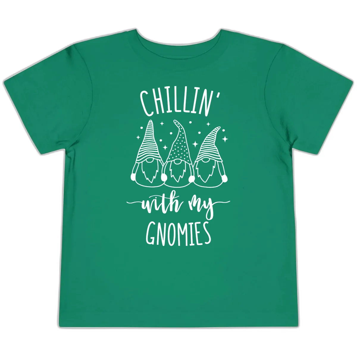 Chillin With My Gnomies Holiday Design Toddler T-Shirt in Kelly