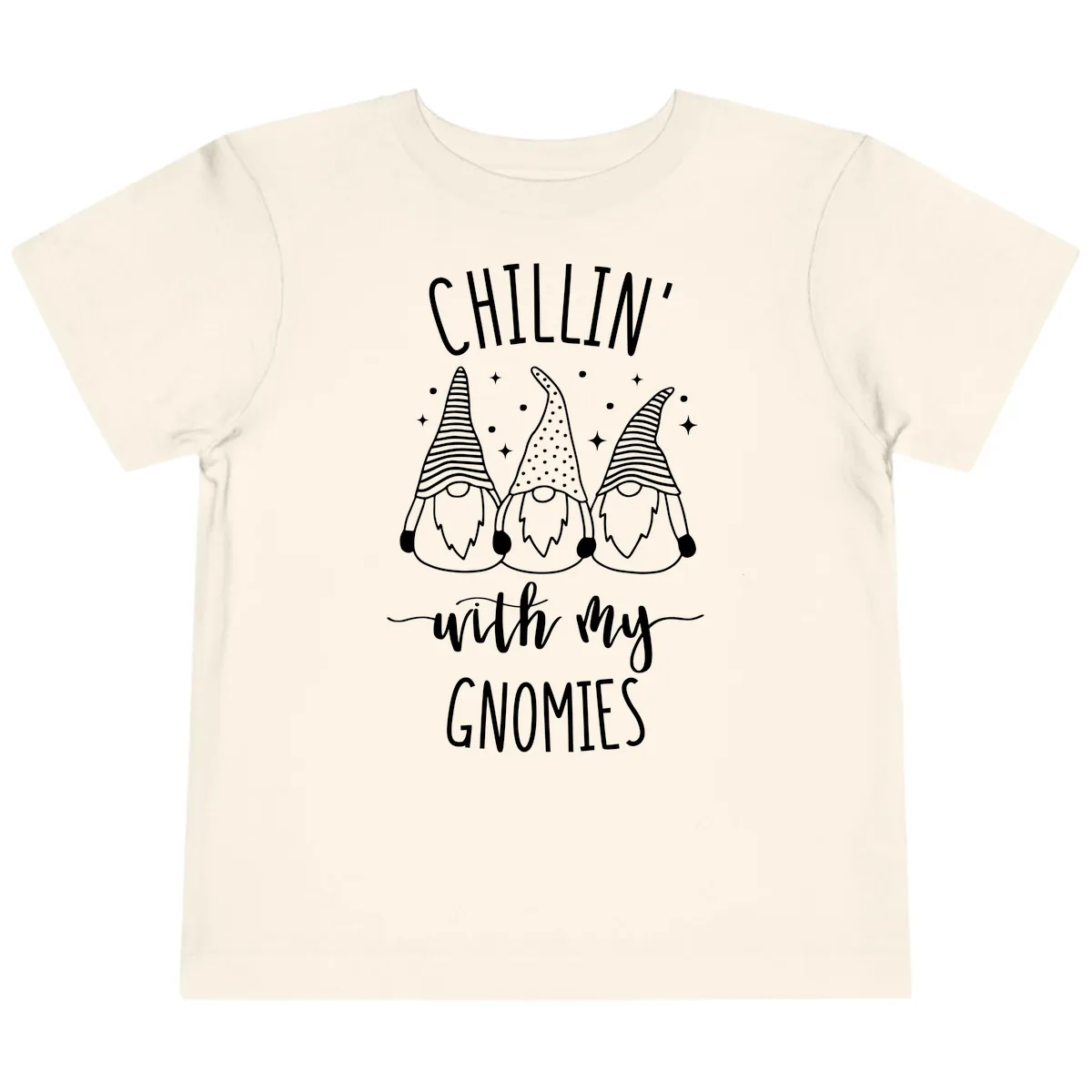 Chillin With My Gnomies Holiday Design Toddler T-Shirt in Natural