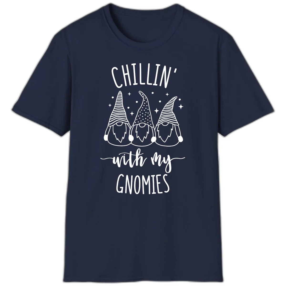Chillin With My Gnomies Holiday Design T-Shirt in Navy