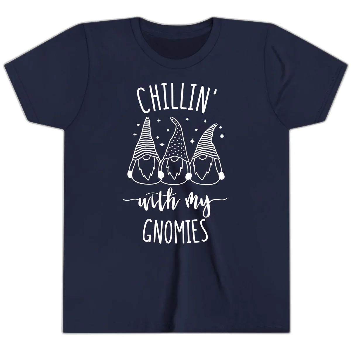 Chillin With My Gnomies Holiday Design Youth T-Shirt in Navy