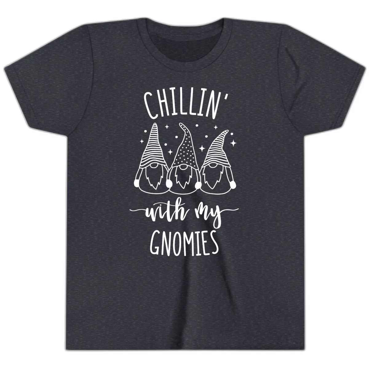 Chillin With My Gnomies Holiday Design Youth T-Shirt in Heather Navy