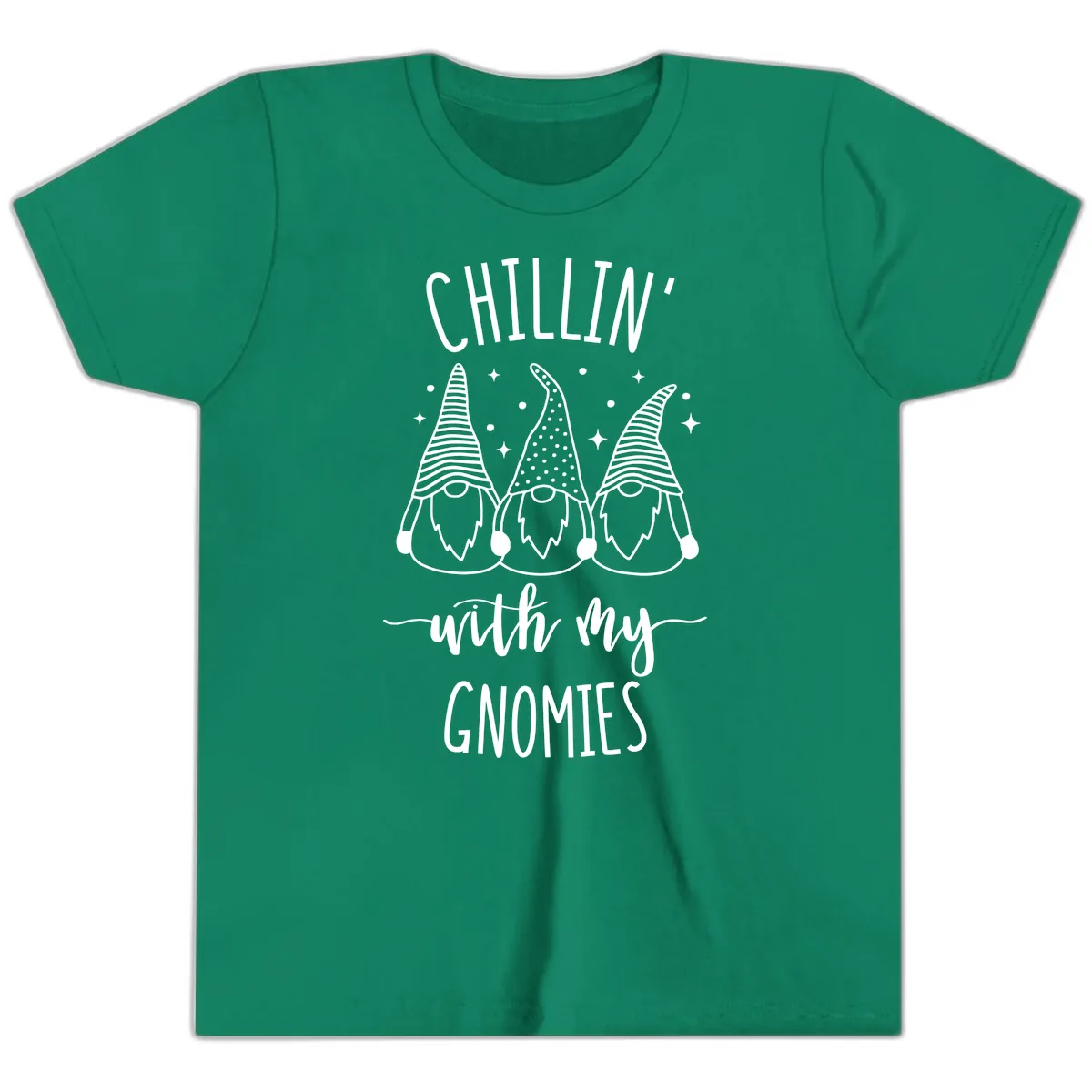 Chillin With My Gnomies Holiday Design Youth T-Shirt in Kelly