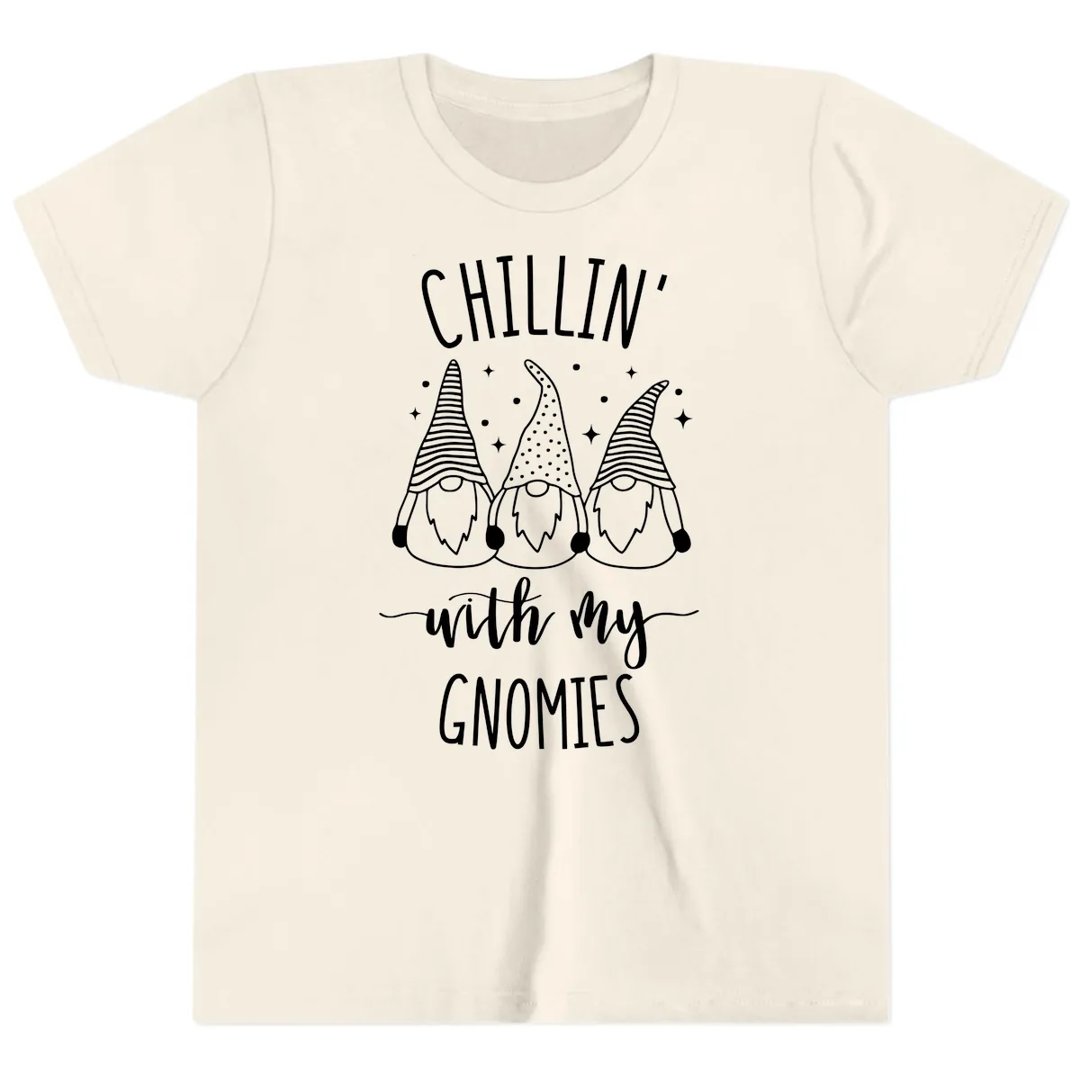 Chillin With My Gnomies Holiday Design Youth T-Shirt in Natural