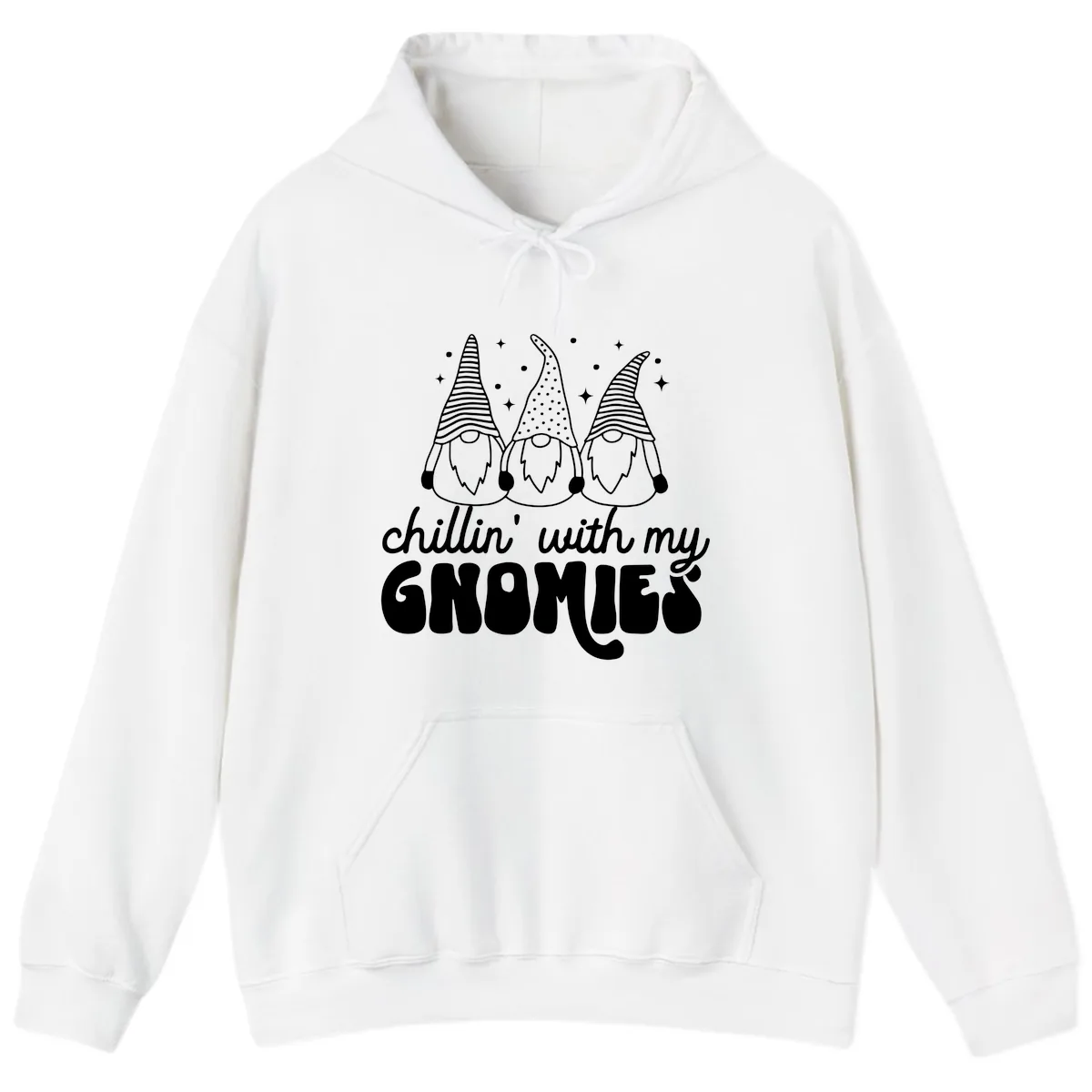 Chillin With My Gnomies Holiday Design Hoodie in White