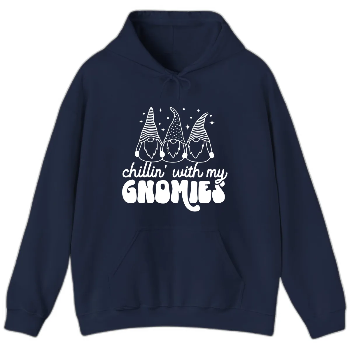 Chillin With My Gnomies Holiday Design Hoodie in Navy
