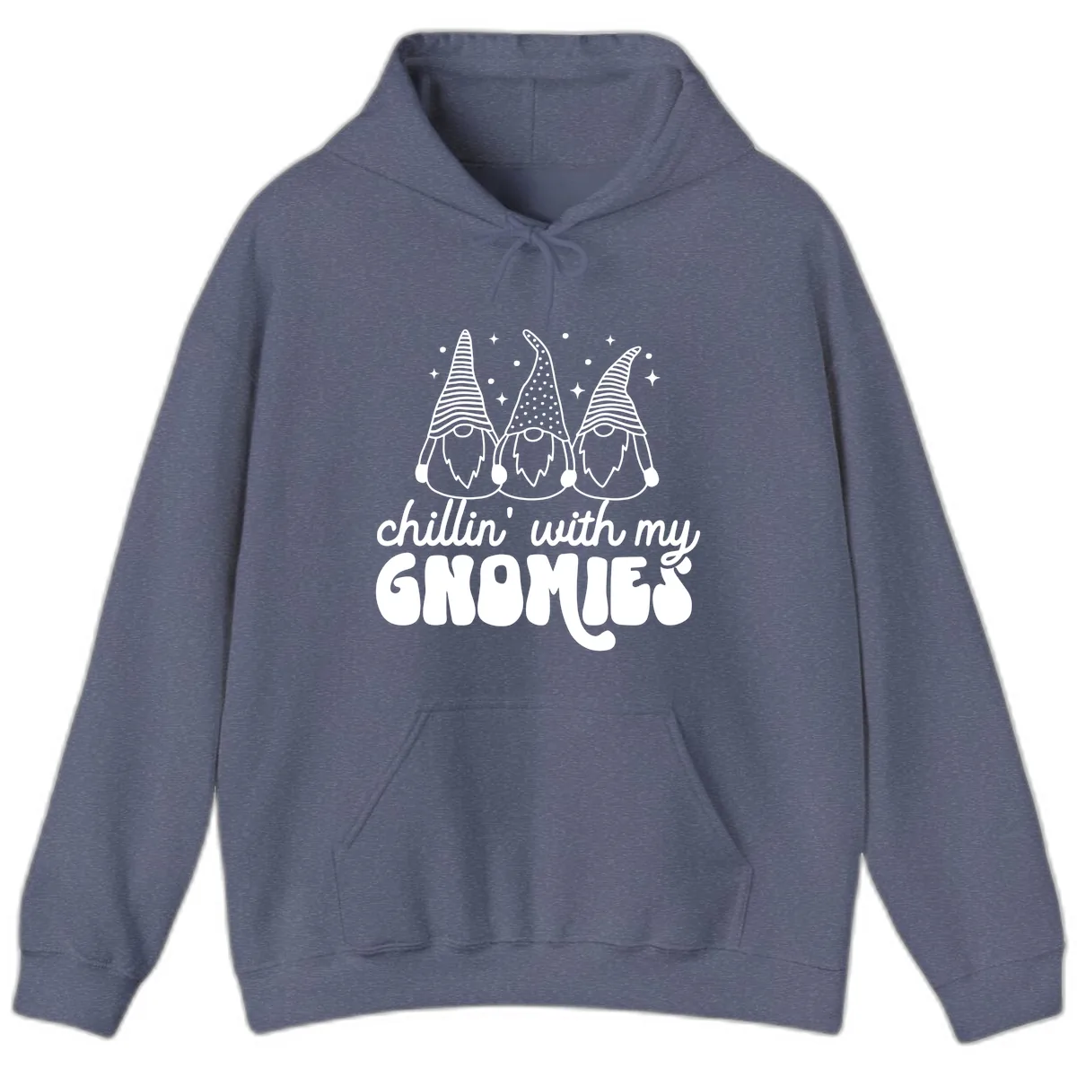 Chillin With My Gnomies Holiday Design Hoodie in Heather Navy