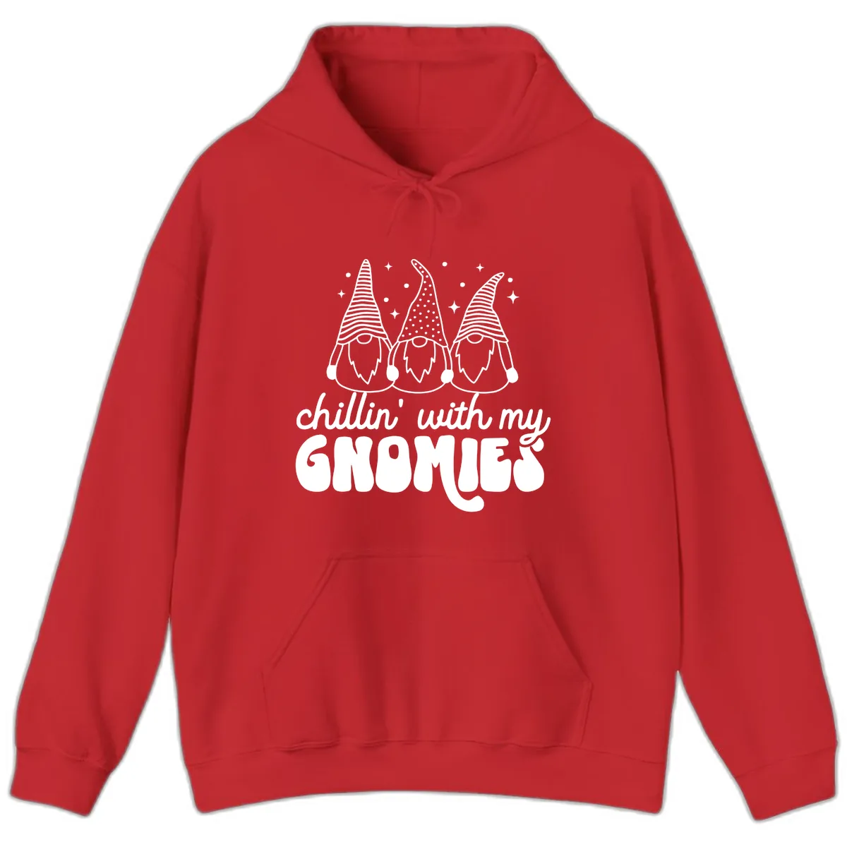 Chillin With My Gnomies Holiday Design Hoodie in Red
